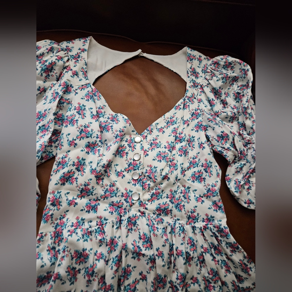 For Love And Lemons White Floral Dress Small Euc - Picture 9 of 12